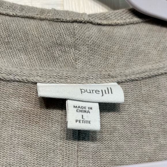 J. Jill Pure Jill Neutral Beige Open Front Cardigan Size Large Petite Earthy - Picture 8 of 14